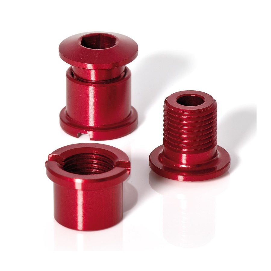 Chain ring screws 5 piece set, red