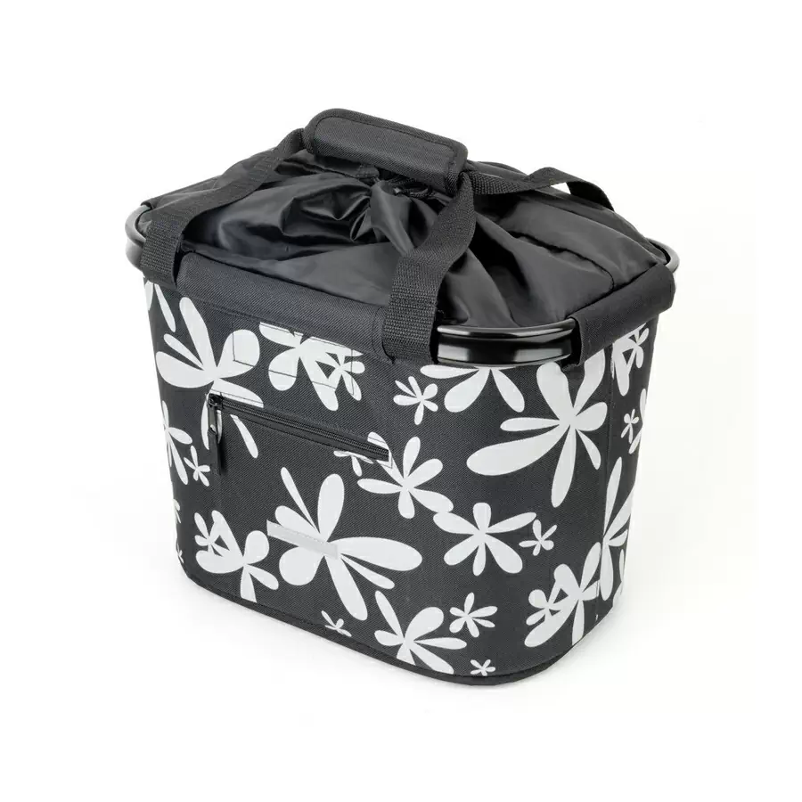 Front basket 20L black / flower with quick release holder - image