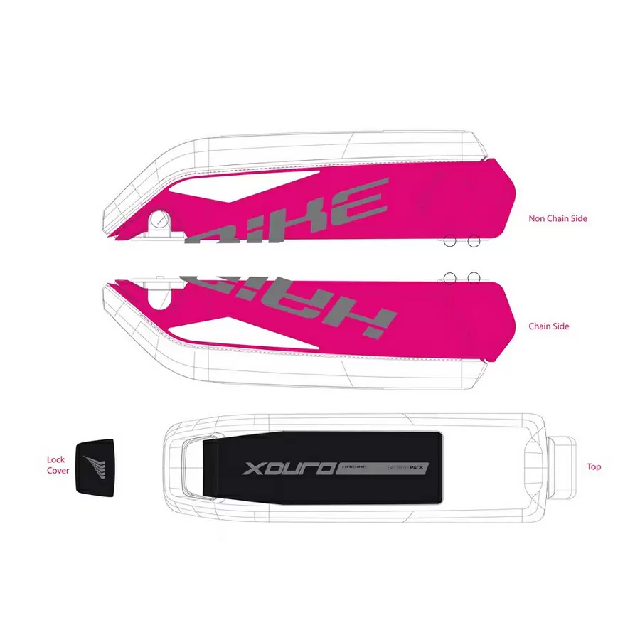 Adesivo E-Bike XDURO NDURO RX per batteria Bosch grigio scuro+bianco - image