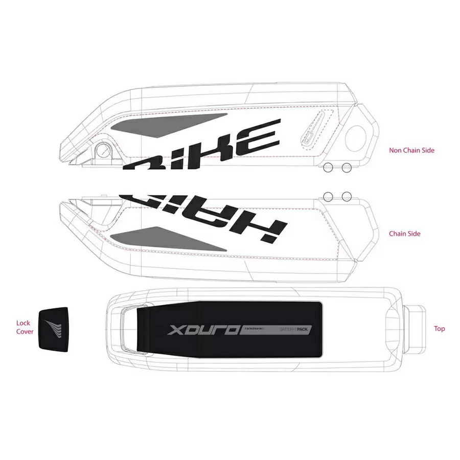 Adesivo E-Bike XDURO NDURO Pro per batteria Bosch nero+grigio - image