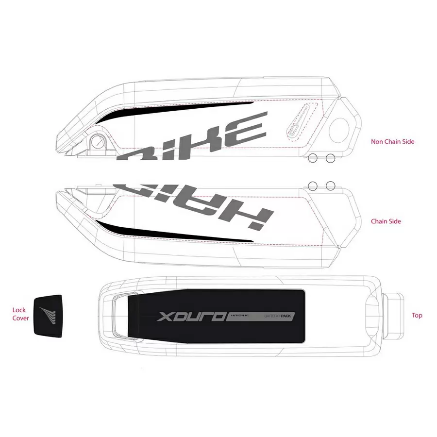 Adesivo E-Bike Xduro per batteria Bosch carbonio+verde opaco - image