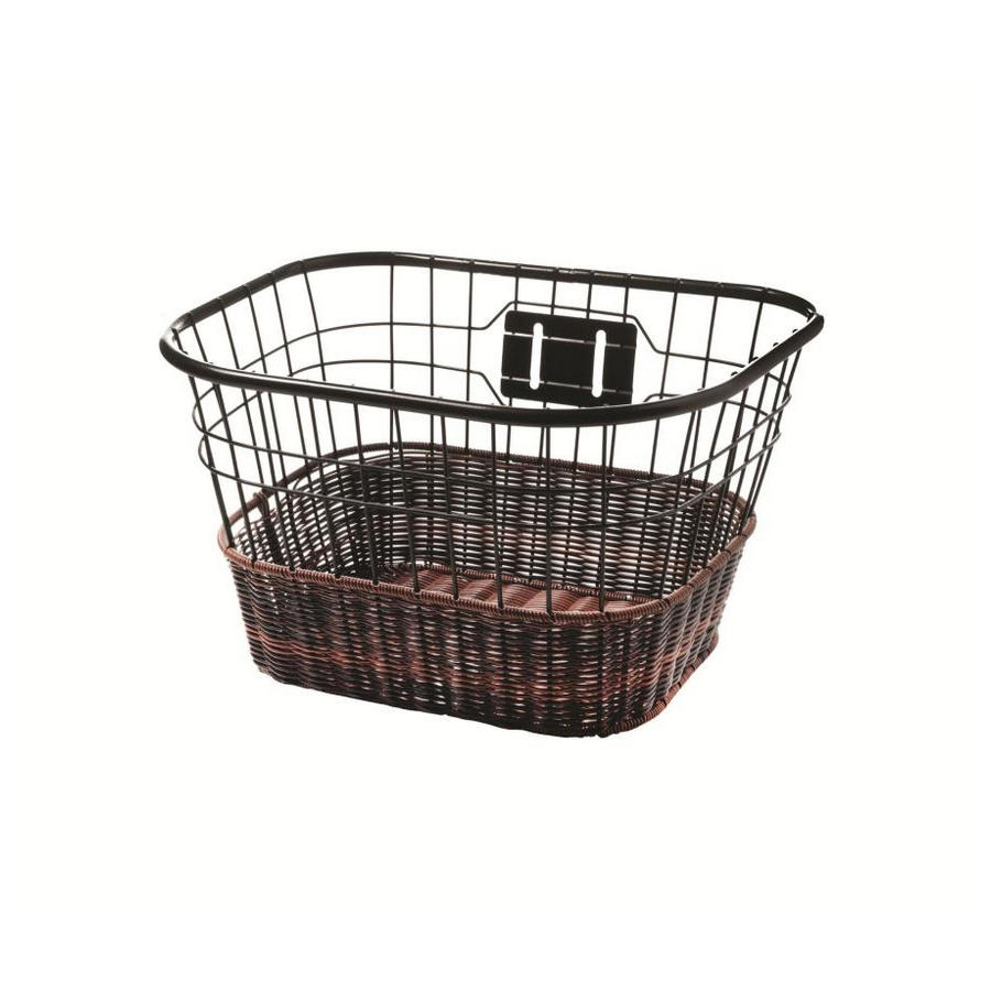 Front basket painted black iron and plastified wicker brown