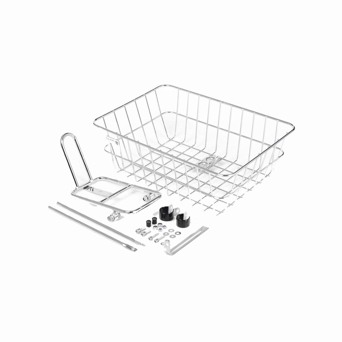 front rack and classic basket combo set silver