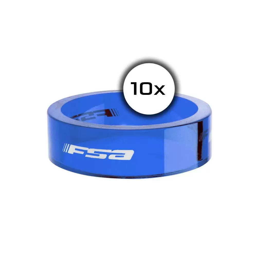 polycarbonate spacer 10mm headset 1-1/8'' transparent blue 10 pieces - image