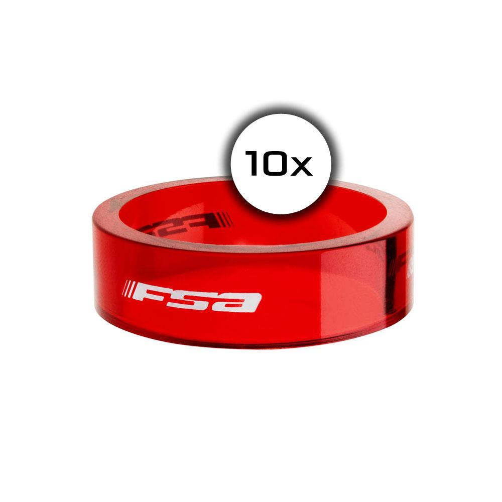 polycarbonate spacer 10mm headset 1-1/8'' transparent red 10 pieces