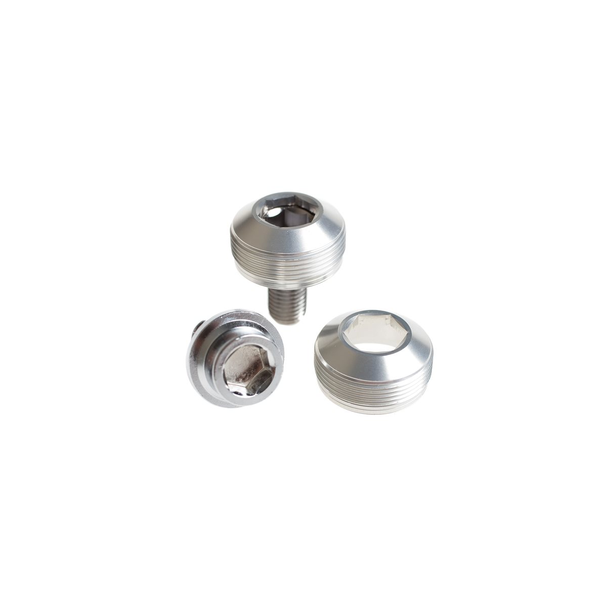 Alloy cup crank bolts with dust cover silver