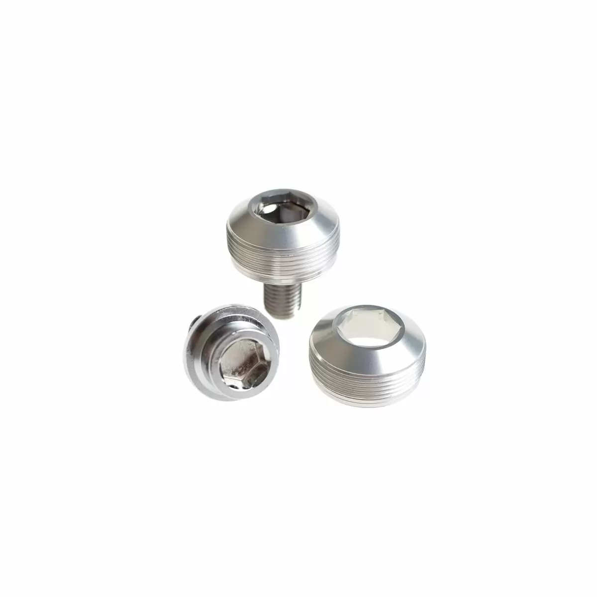 Alloy cup crank bolts with dust cover silver - image