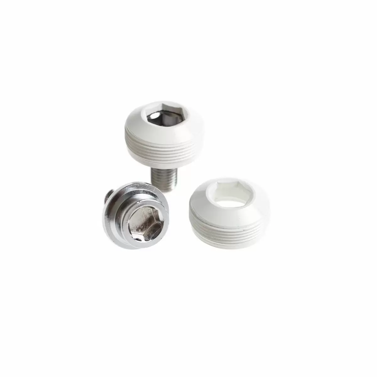 Alloy cup crank bolts with dust cover white - image