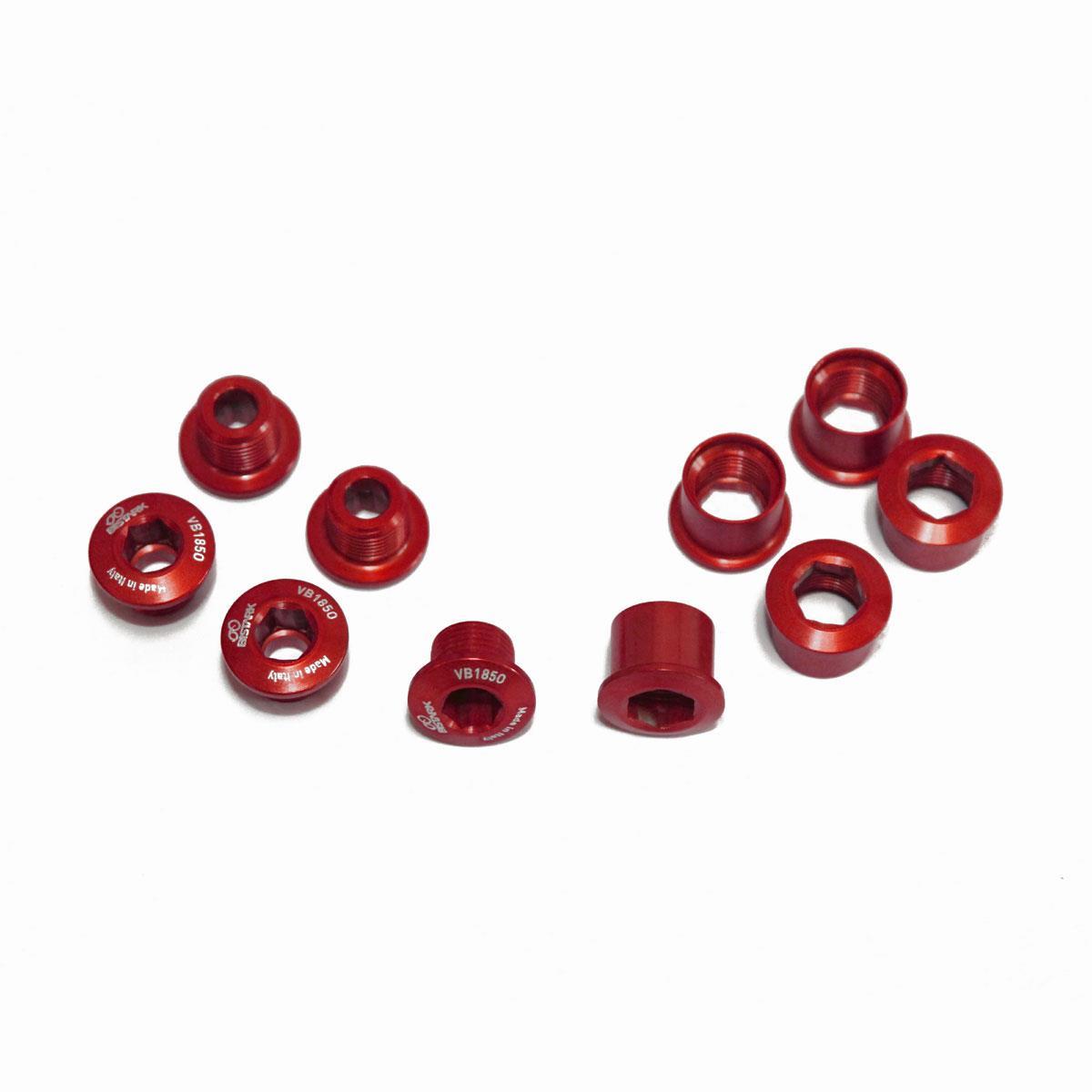set 5 mounting bolts chainring road crankset red