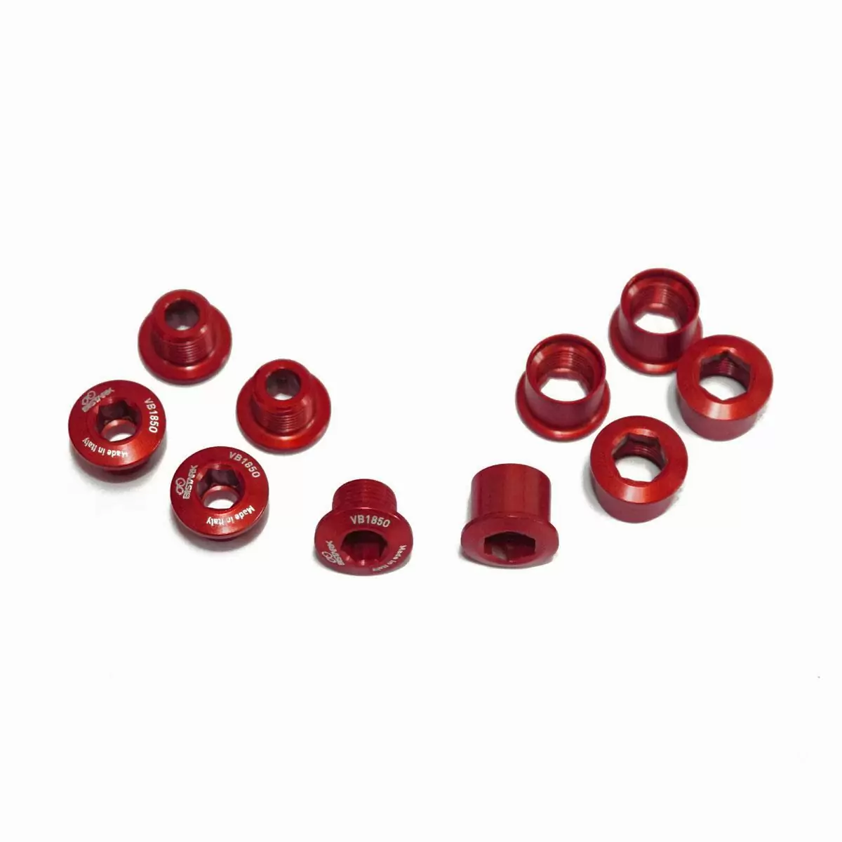 set 5 mounting bolts chainring road crankset red - image