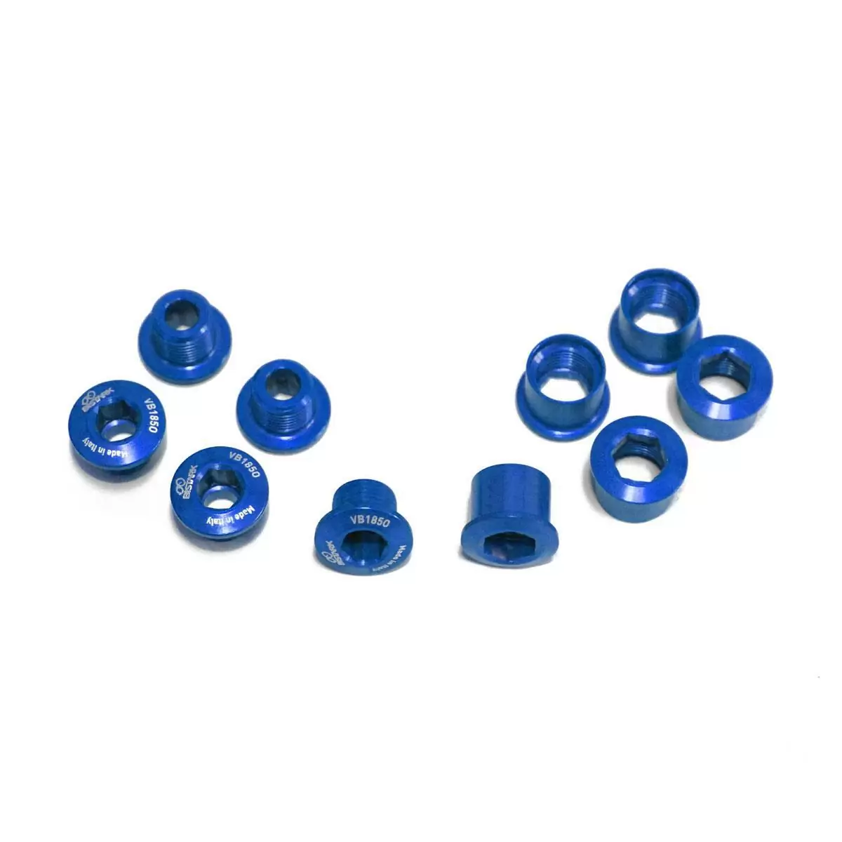 set 5 mounting bolts chainring road crankset blue - image