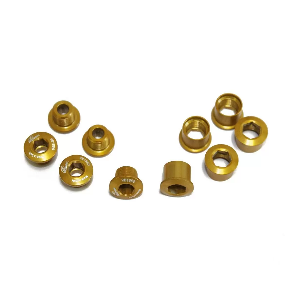 set 5 mounting bolts chainring road crankset gold - image