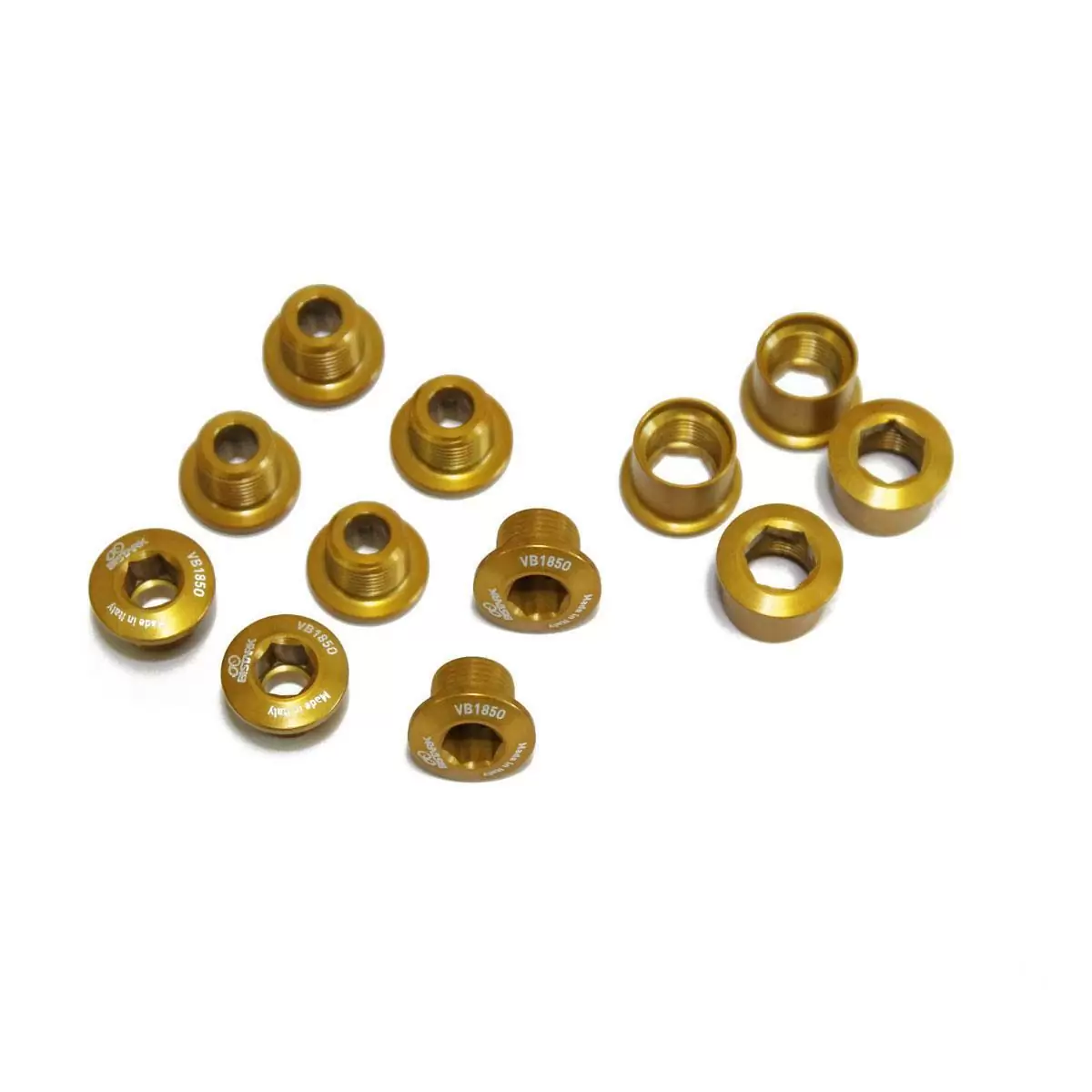set mounting bolts triple chainring mtb crankset gold - image
