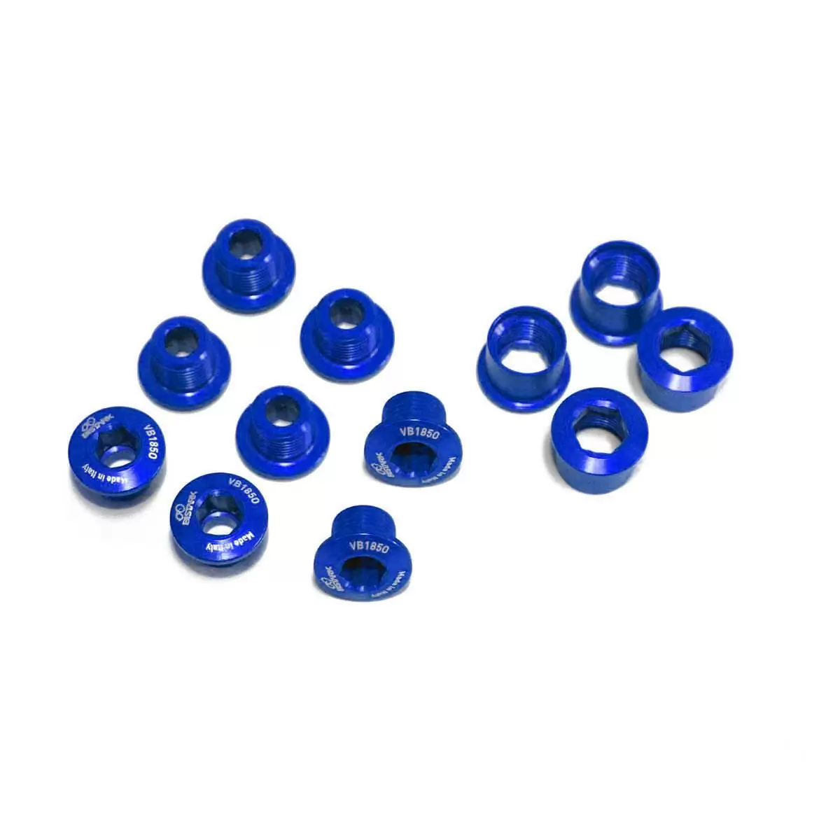 set boulons de montage pédalier vtt triple plateau bleu - image