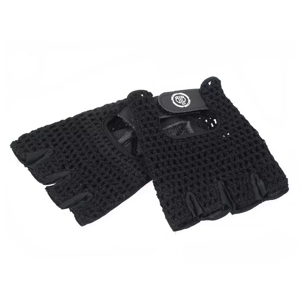 Vintage cycling gloves crochet string size M black - image