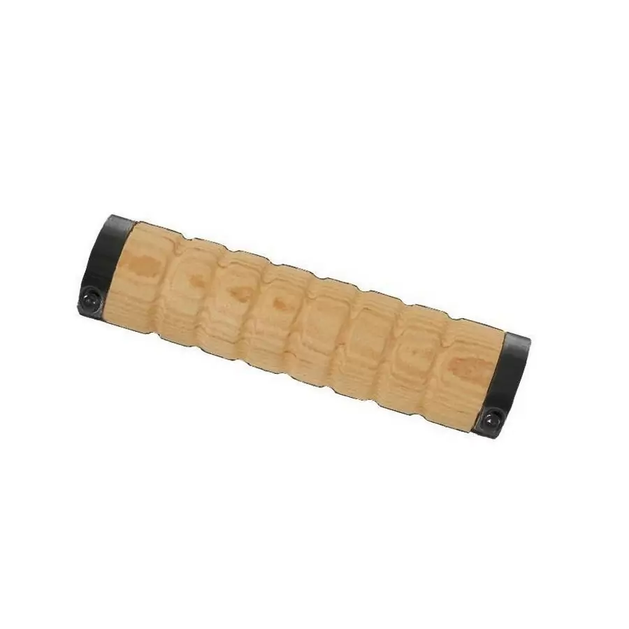 pair handlebar grips screw-on foam wood appearance - image