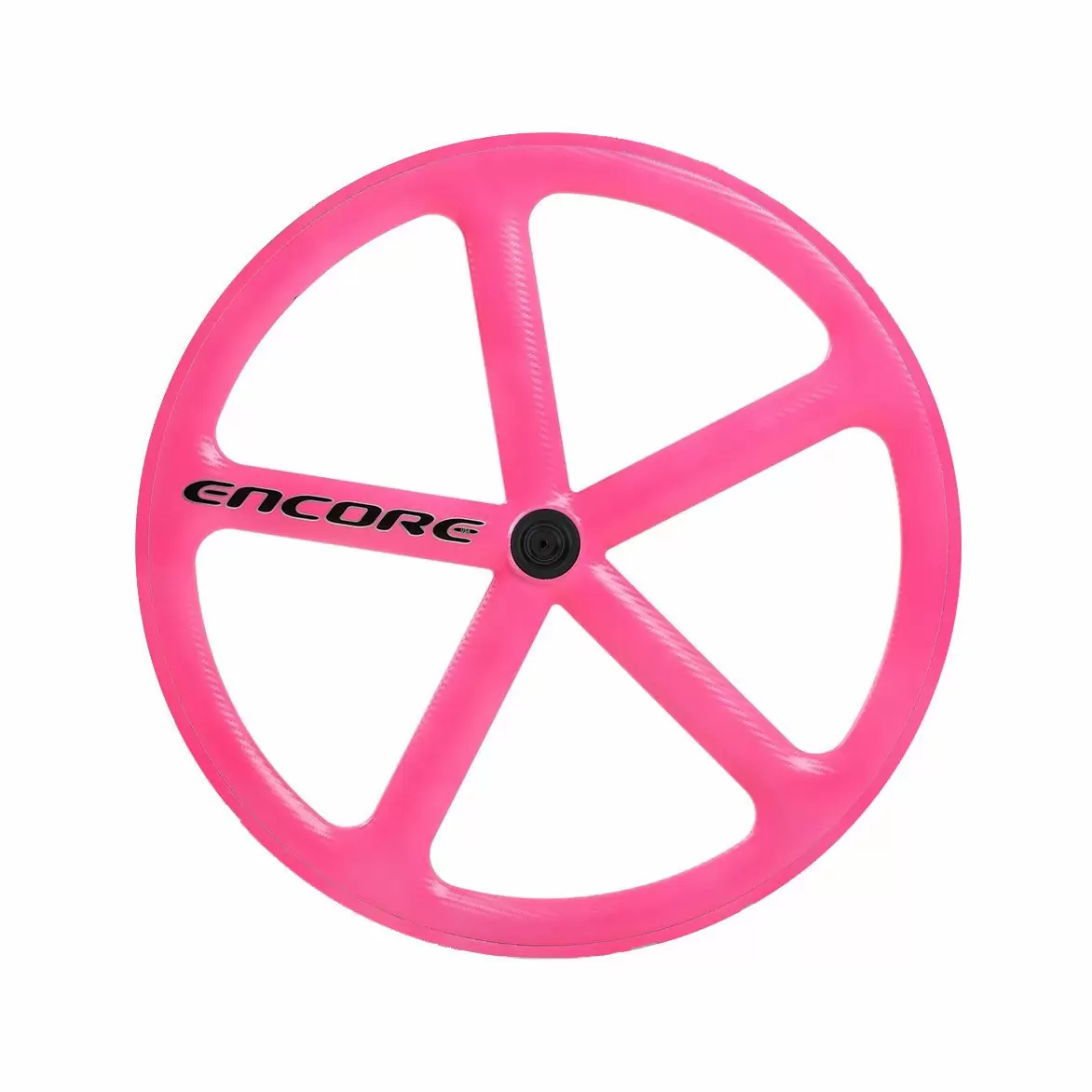 roda traseira 700c track 5 raios fibra de carbono rosa neon nmsw - image