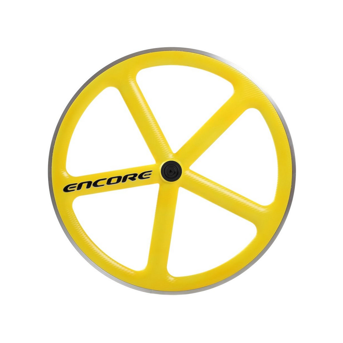 roue arrière 700c track 5 rayons carbone tissage jaune fluo msw