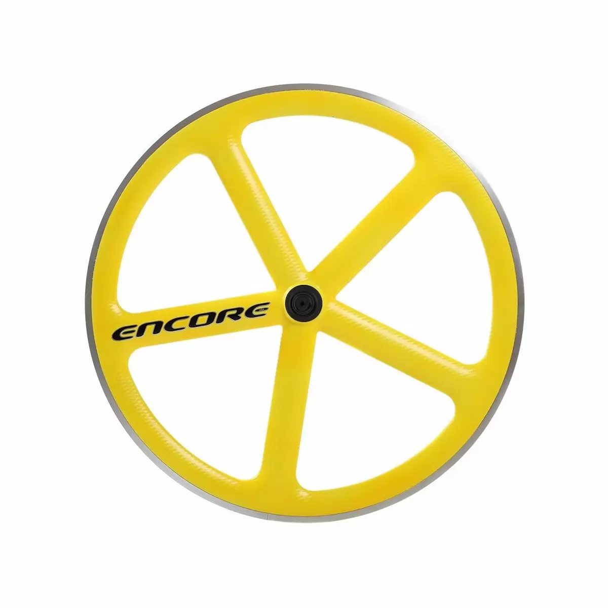 roda traseira 700c track 5 raios fibra de carbono amarelo neon msw - image