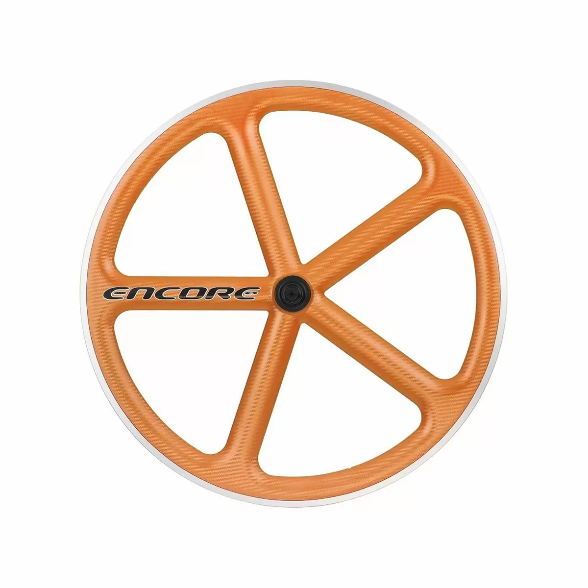 rueda trasera 700c pista 5 radios trama carbono naranja msw - image