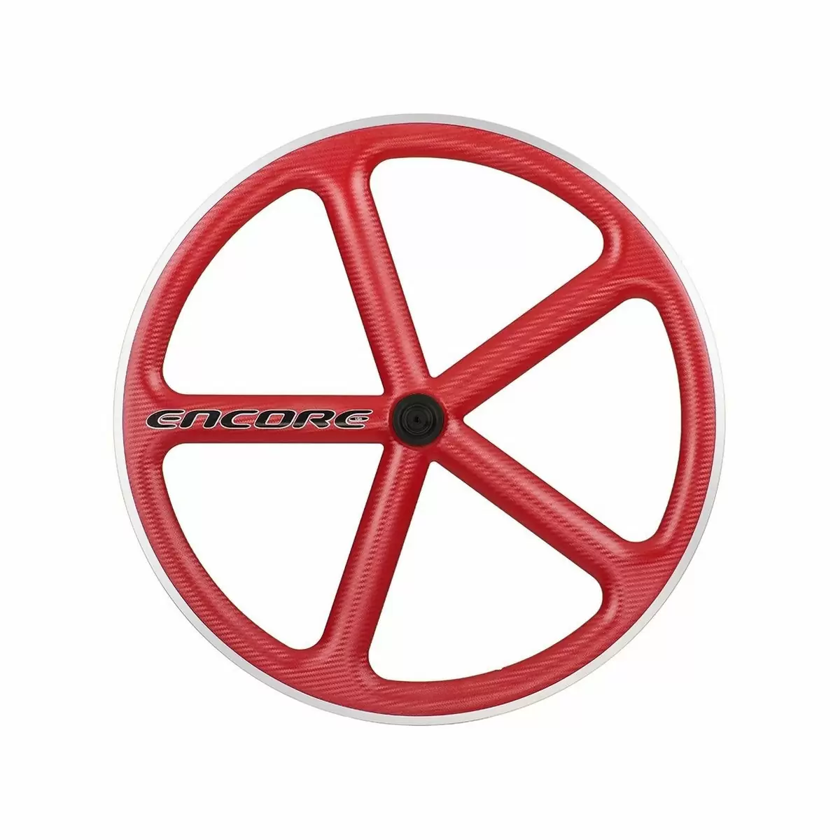 roda traseira 700c track 5 raios fibra de carbono vermelho msw - image