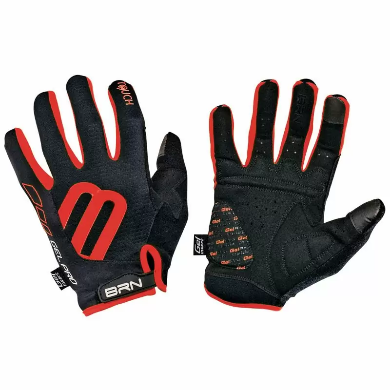 Long Finger Gloves Gel Pro Touch Black/Red Size XXL - image
