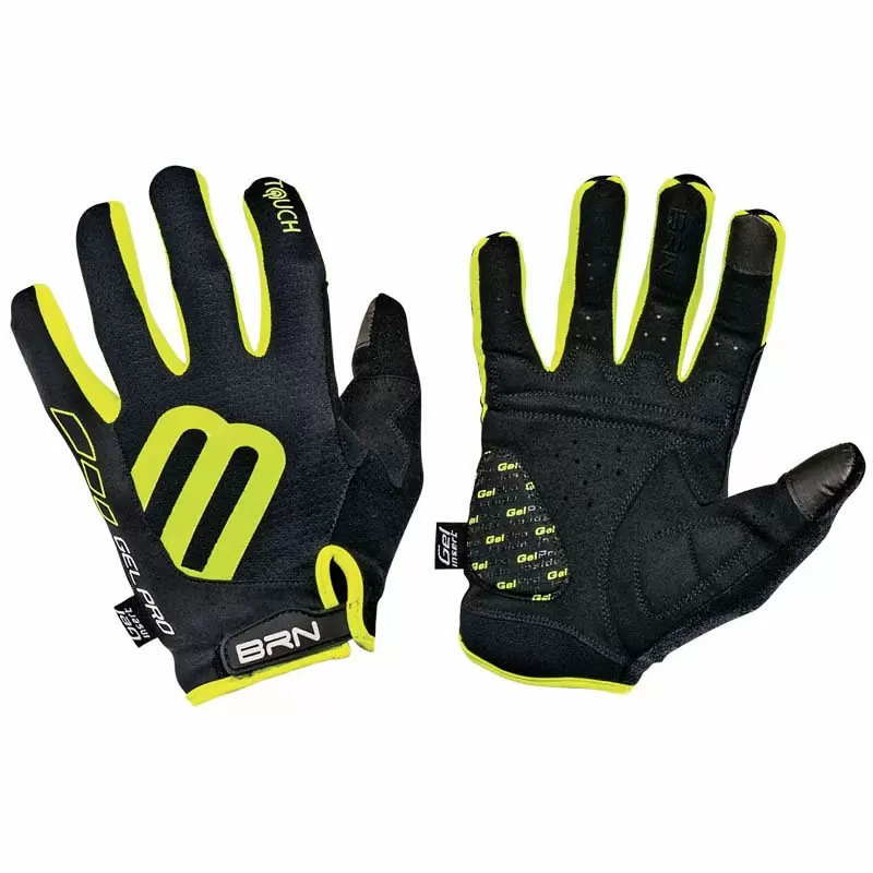 Long Finger Gloves Gel Pro Touch Black/Yellow Size M - image