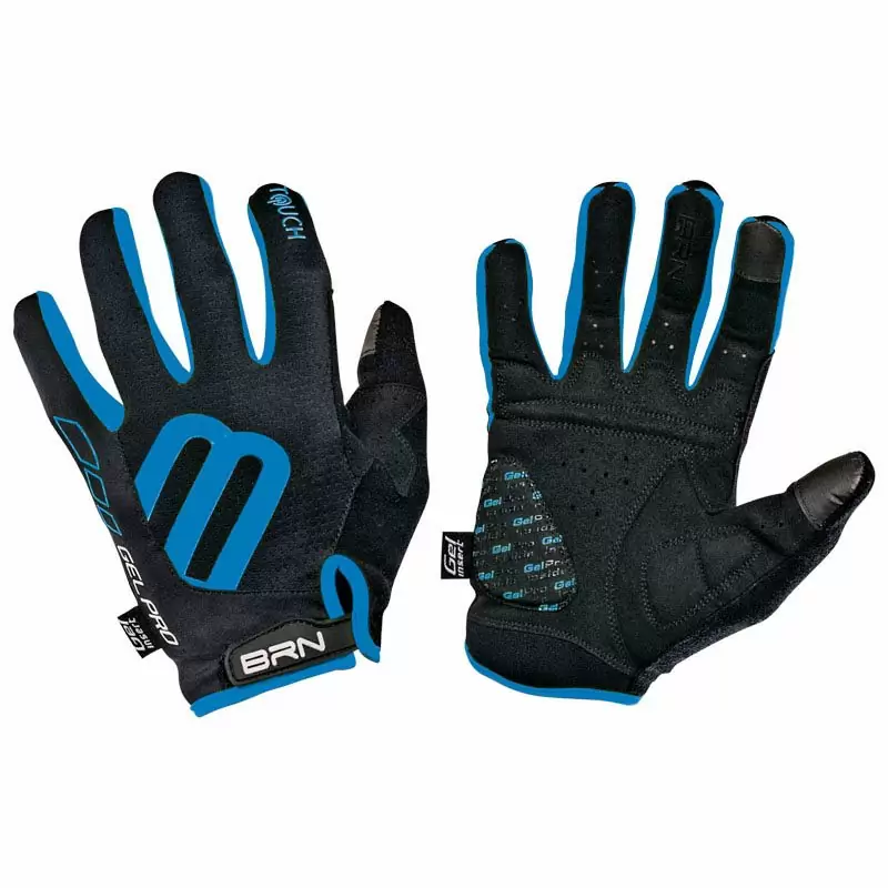 Long Finger Gloves Gel Pro Touch Black/Blue Size XL - image