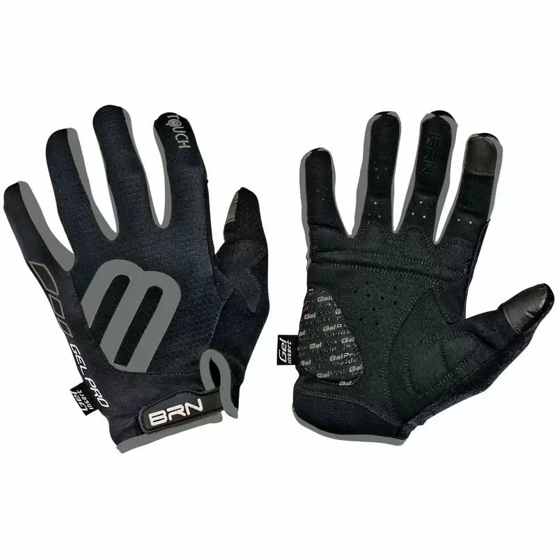 Long Finger Gloves Gel Pro Touch Black/Grey Size M - image