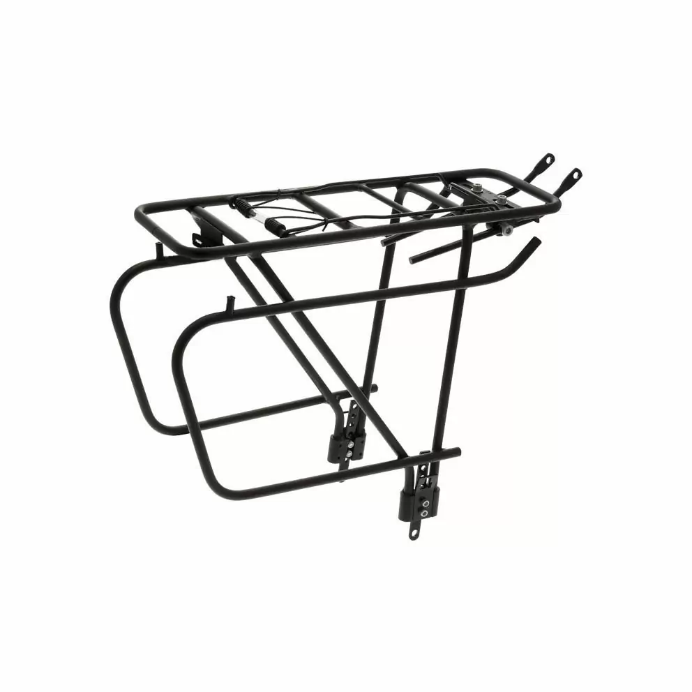 Back transport carrier touring alluminium black with bags holders bars - image