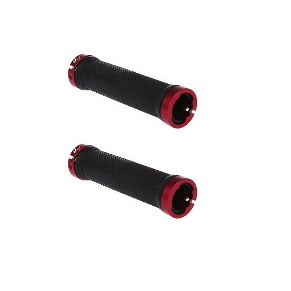 Pair of MTB grips with lock red ring