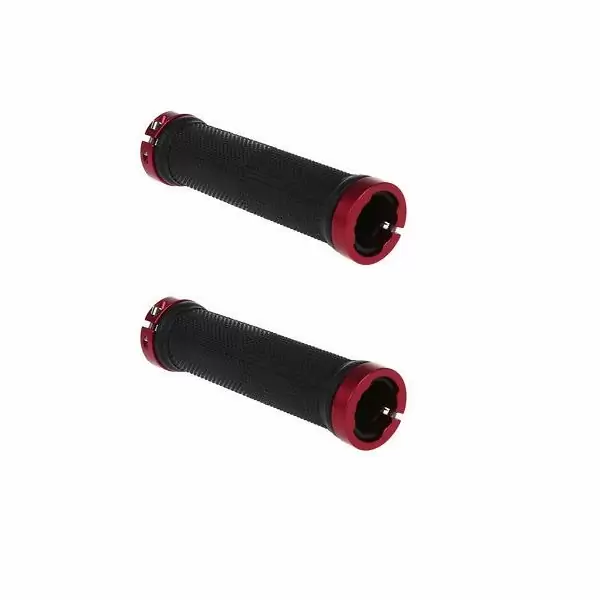 Pair of MTB grips with lock red ring - image