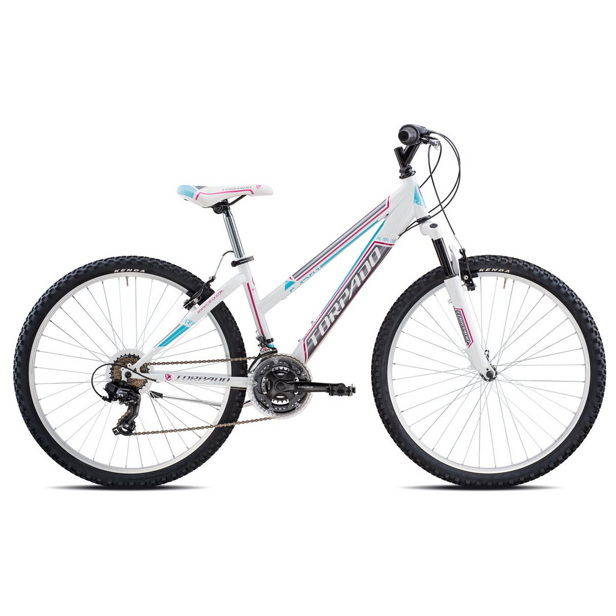 Bicicleta mtb feminina T596 earth 26'' 3x7v tamanho 44 branco azul claro