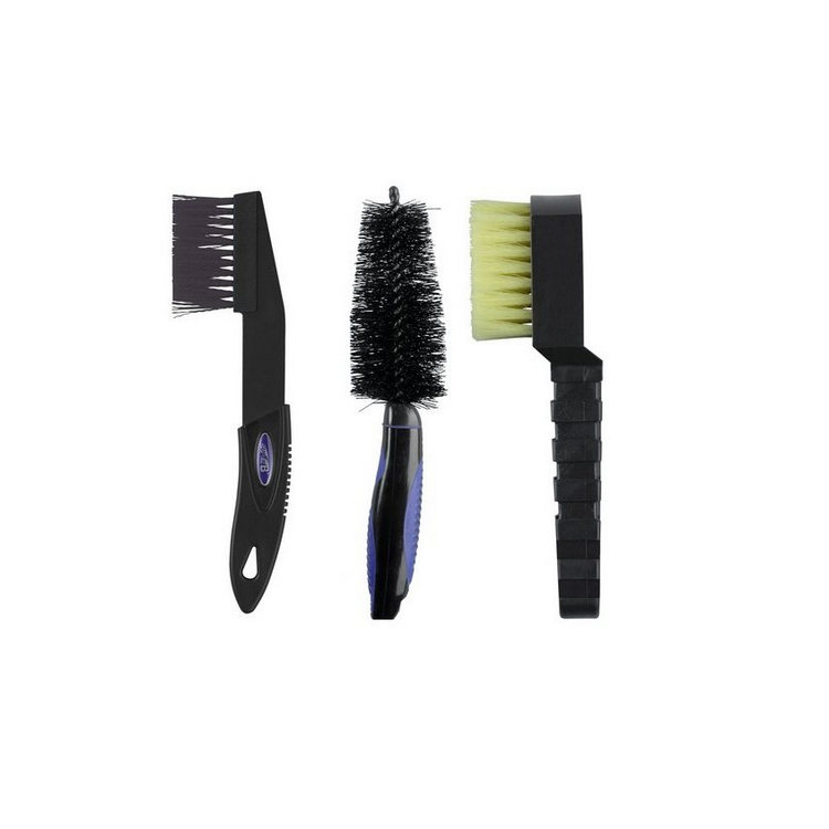 Three-brush set for complete bike cleaning