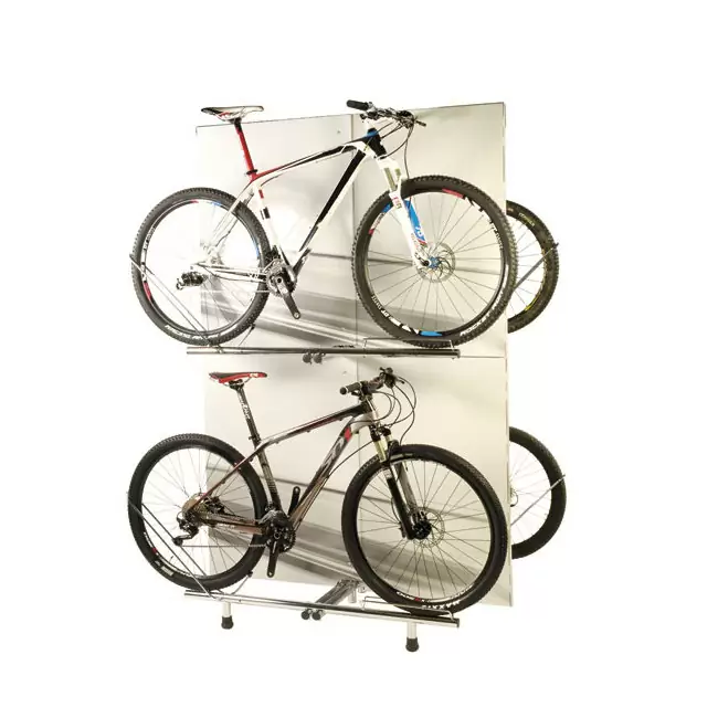 Chromated shop display for 4 bicycles with grafic panel to separate the view #3