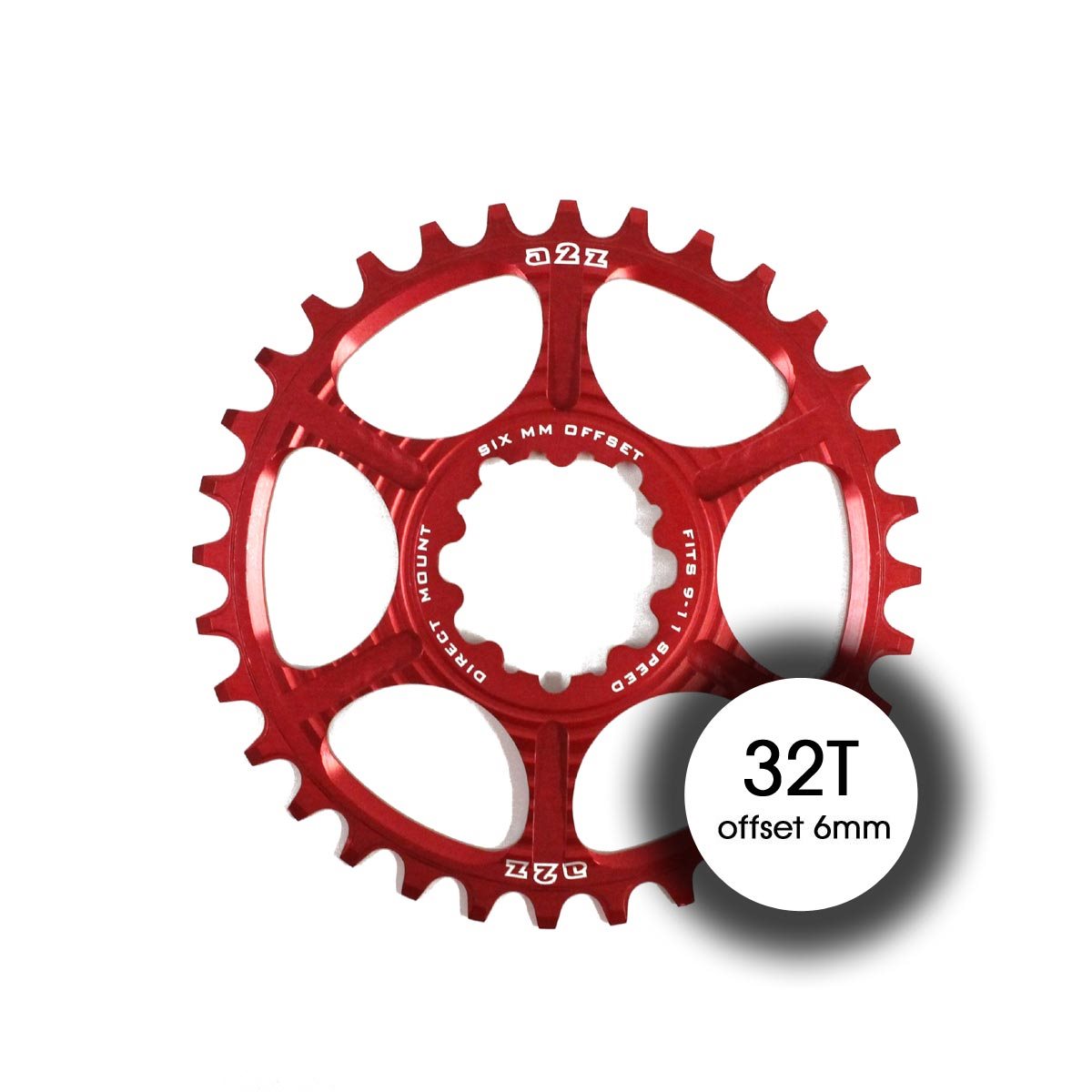 Chainring Direct Mount 32T offset 6mm 9-11sp red