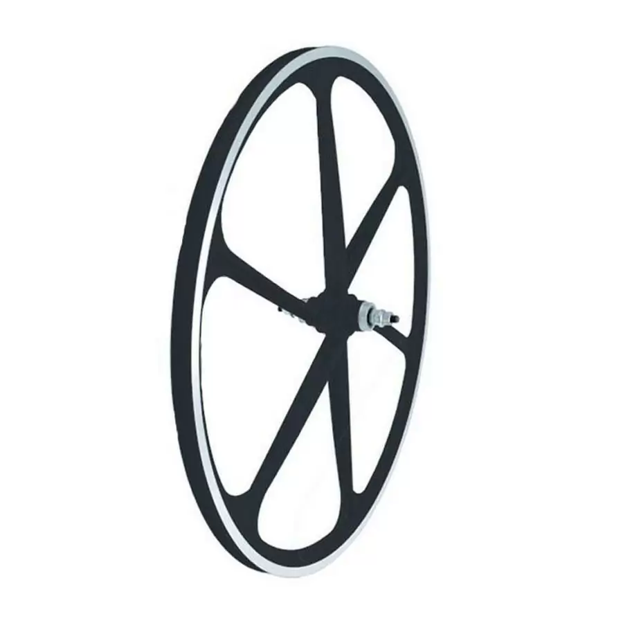 Rear wheel fixed track alloy 6 spokes 30mm black - image