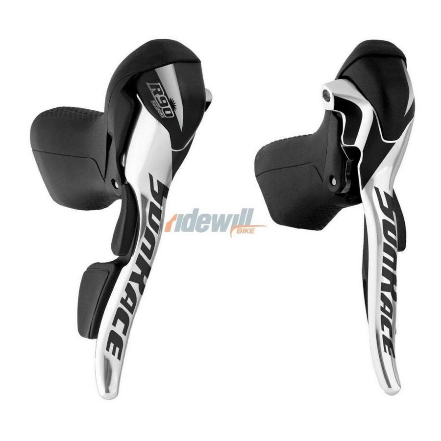 Pair shifters brake lever 9x2 speed silver