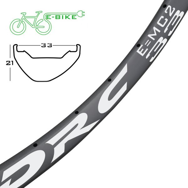 E-bike rim 27.5'' E = MC2 33 internal channel 33mm 28 holes