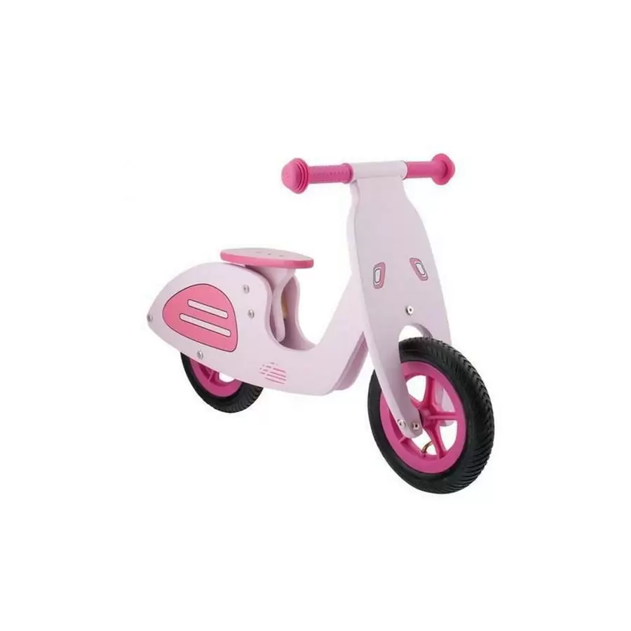 Bicicletta primi passi senza pedali in legno Vespa style rosa #1