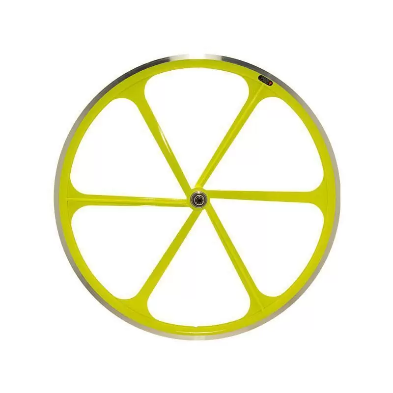 Front wheel fixed gear 6 spokes neon yellow - image