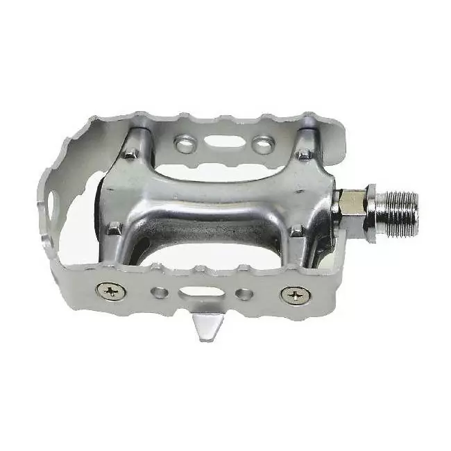 Pair mtb pedals aluminium sealed cr-mo axle silver colour - image