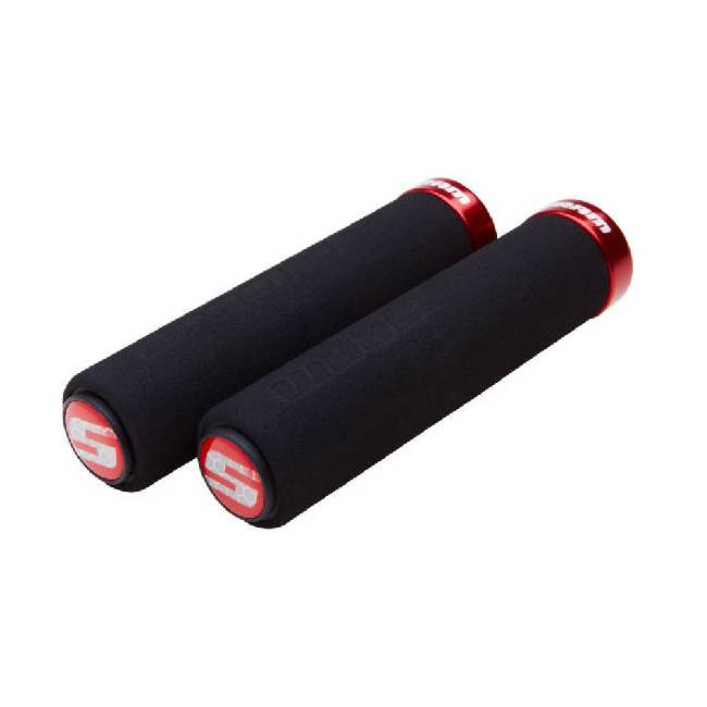 Grips rubber foam black with red clamp 129 mm