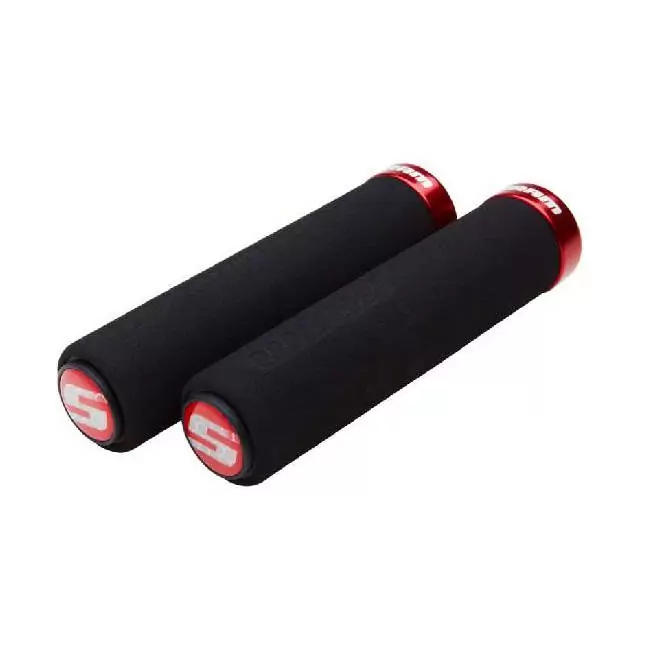 Puños goma espuma negra con abrazadera roja 129 mm - image