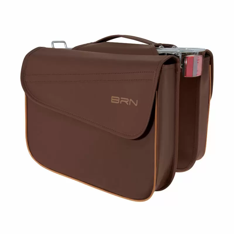 Trendy saddlebag made of imitation leather brown color - image