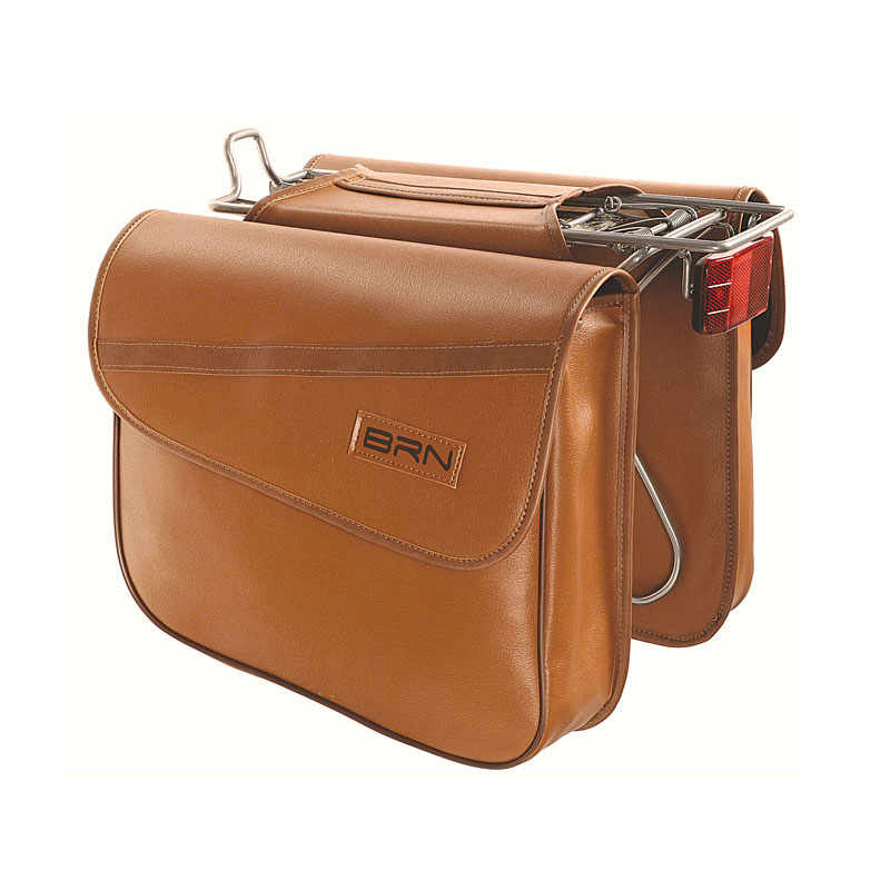Trendy saddlebag made of imitation leather honey color
