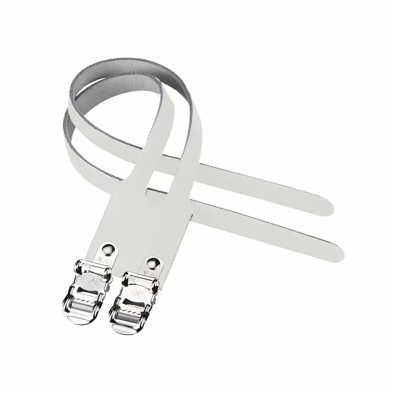 pair straps double leather white - image
