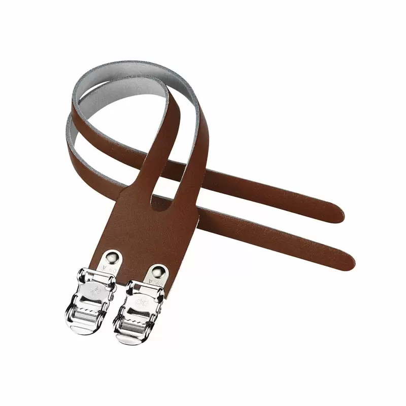 pair straps double leather brown - image