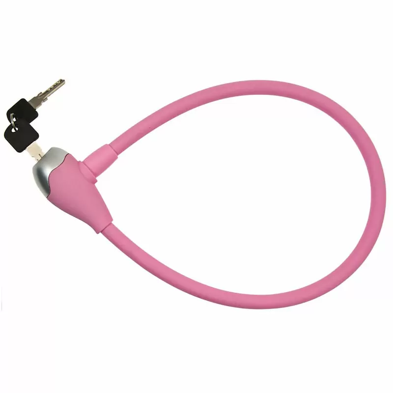 câble antivol silicone 12x650mm rose - image