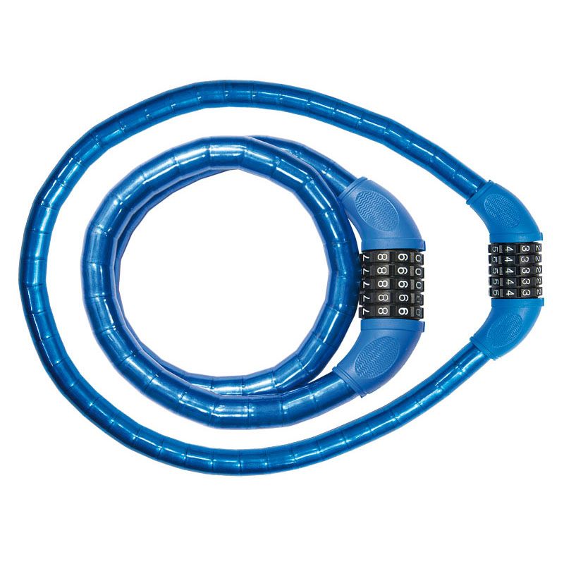 Candado de cable en espiral combinación trendy 18 x 900 mm azul